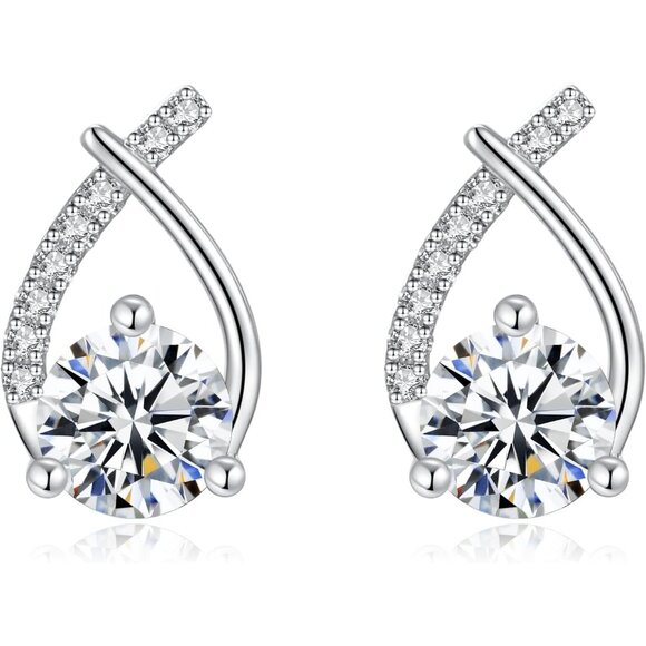 Elegant Moissanite Dangle Earrings for Women in Sterling Silver & 18K Gold Plati